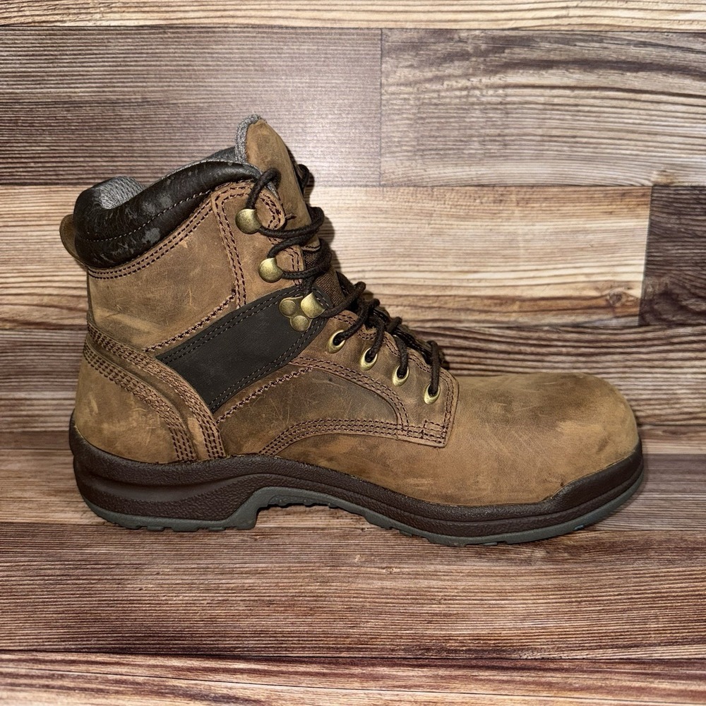 Justin Work Boots Mens 10 EE Brown Leather Electrical Hazard Aluminum Safety Toe - Picture 5 of 9